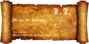 Mravik Norma névjegykártya